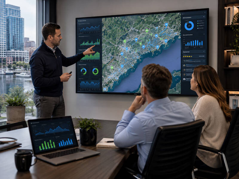 Local SEO specialist reviewing Stamford Connecticut map visibility and search performance.