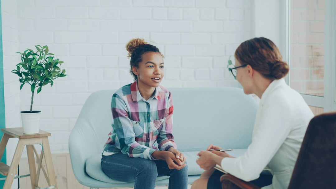 Teen talking with a counselor
